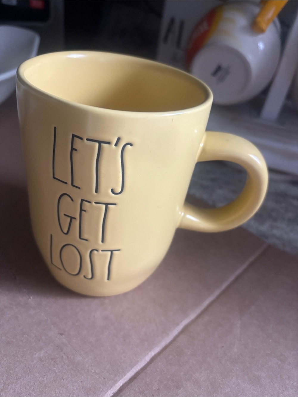 Yellow "Let's Get Lost" Ceramic Mug